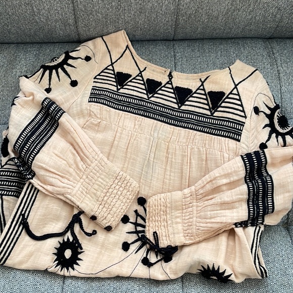 Free People New Romantics Pink Black Embroidered Tunic Dress S - Picture 16 of 16